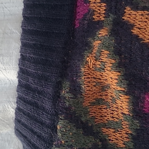 FARM Rio Flowerdoscopic Floral Knit Cardigan Navy Purple Yellow Long Sleeve S - Picture 7 of 8